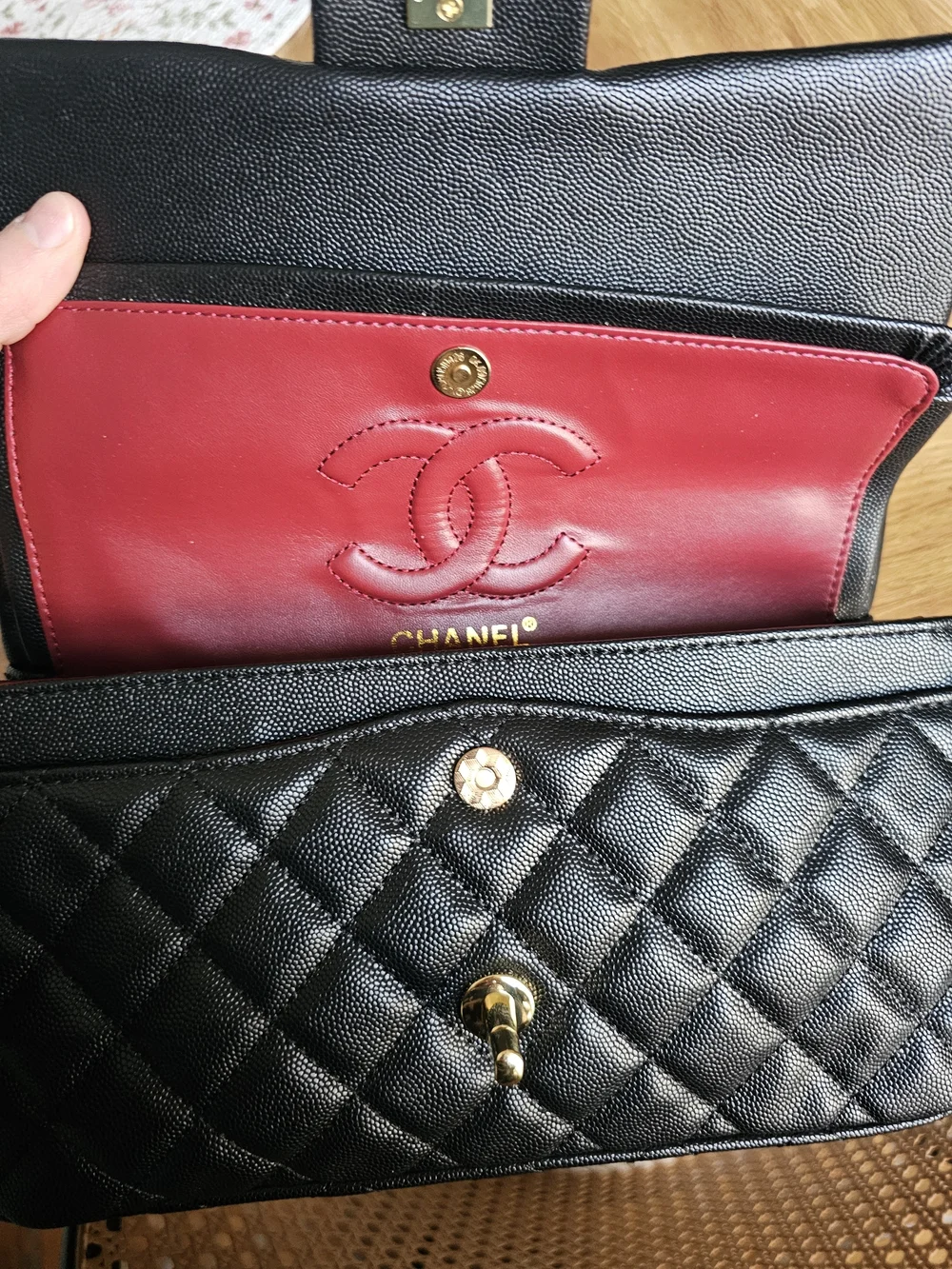 Chanel Black Quilted Leather Shoulder Bag with Red Interior - Picture 7 of 9